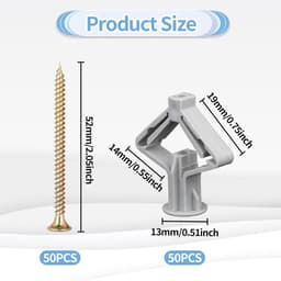50 Stuks Gipsplaten Anker Gipsvezelplaten, Gipsplaatpluggen voor Holle Ruimte met Schroeven, Uitbreiding Gipsplaat Anker Kit voor Gipsvezelplaten Baksteen Beton — thumbnail 5