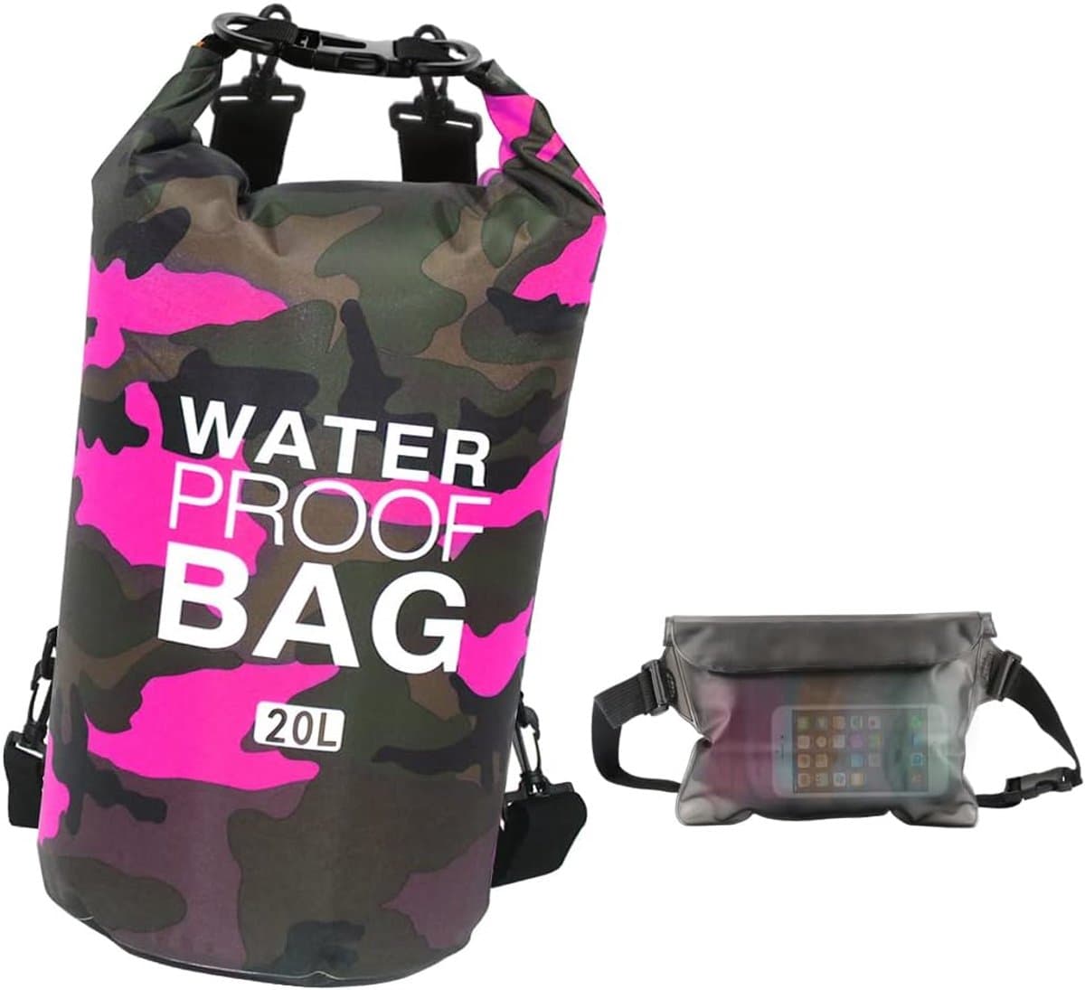 Pakzak, drijvende droogrugzak, strandtas, lichte droogzak voor strand, boottochten, vissen, kajakken, zwemmen, rafting, camping, 5 l, 10 l, 15 l, 20 l, 30 l — afbeelding 1