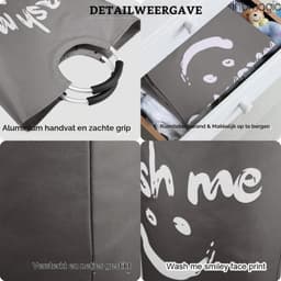 Vouwbare Wasmand met Handvat, Grote Smiley Gezicht Waszak van Oxford Stof, Ideaal voor Thuis, Reizen en Studentenhuis — thumbnail 4