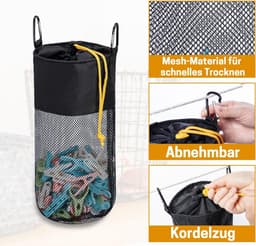 Draagbare Wasknijperzak met Haken en 300 Vakken - Sneldrogende Mesh Tas voor Organisatie — thumbnail 5