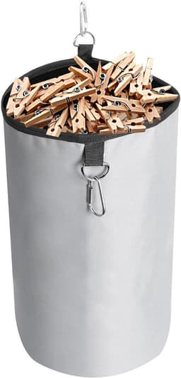 Wasknijpermand Zwart met Deksel en Karabijnhaak - Opbergmand voor 200 Knijpers Binnen en Buiten — thumbnail 1