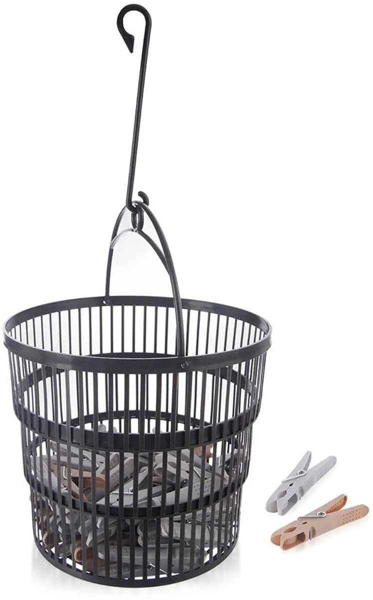 Orion - Wasknijpers - 50 stuks - Opvouwbare Mand - Grijs en Beige — afbeelding 1