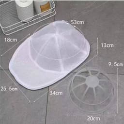 Hoedenwassers - Met Houder En Netzakken - Voorkomt vervorming - Hoedenbeschermers voor wasmachines - 34*25.5*13 cm - Wit - Kunststof en polyester - Waszak voor huishoudelijke petten - Met Rits - Voor Iedere hoed — thumbnail 5