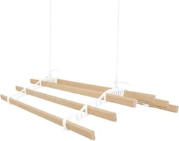Plafond Kledingdroger met Katrol 6 Latten 0.9m Wit - Ruimtebesparend en Duurzaam Droogrek — thumbnail 1