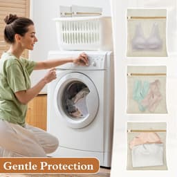 Waszakken - 3 Stuks - Wasnetten - Polyester - Bescherm je Wasgoed en Wasmachine - Waszakjes met Rits - Bh Waszak - Laundry Bag - Wasnetje - Wassorteerder - Packing Cubes - Travel Organizer - Geschikt voor thuis en op reis - 30x40cm - Khaki — thumbnail 4