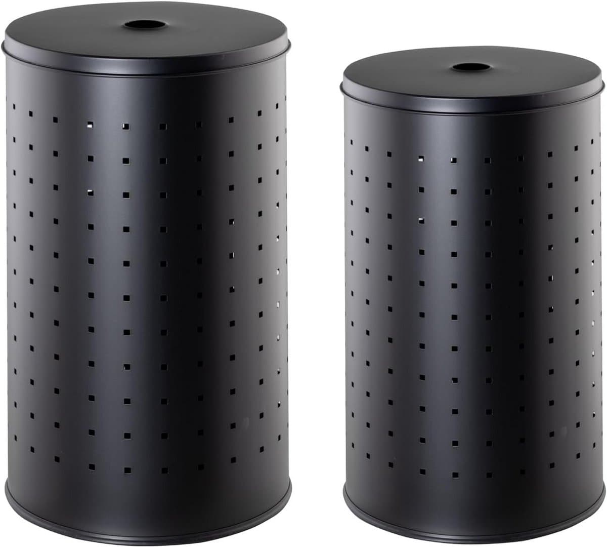 Wasmand Set 2 Delig Zwart Roestvrij Staal 37 & 54 Liter Modern — afbeelding 1