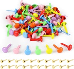 120 stuks mini brads voor scrapbooking en papierklemmen - metaal - patroonzakklemmen - ronde kopklemmen-paddestoelvormige klemmen - patroonklemmen voor knutselen - splinten - decoratieve klemmen - school- en kantoorbenodigdheden — thumbnail 1