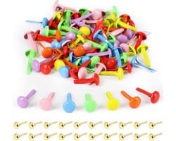120 stuks mini brads voor scrapbooking en papierklemmen - metaal - patroonzakklemmen - ronde kopklemmen-paddestoelvormige klemmen - patroonklemmen voor knutselen - splinten - decoratieve klemmen - school- en kantoorbenodigdheden