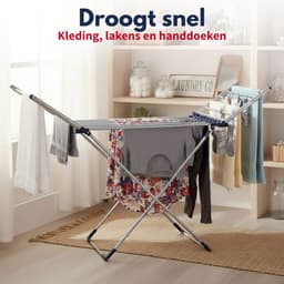 Dirt Devil Elektrisch Droogrek met Verwarming 230W - Staand Wasrek Inklapbaar met 12M Droogruimte - IPX1 Waterbestendig Wasdroogrek - 147 x 54 x 94 cm - Aluminium — thumbnail 4