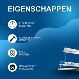 Elektrisch droogrek - Plafonddroogrek - Voor binnengebruik - Met afstandsbediening - Wit — thumbnail 2