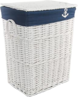 Wasmand Hoekmodel Gevlochten Willow Wit Blauw met Deksel 48x36x62 cm — thumbnail 2