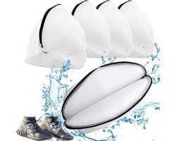 Allecta - Set van 4 wasnetten voor wasmachine - Schoenen en kleding beschermen - Opbergtas met ritssluiting - 4 stuks