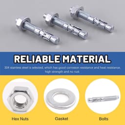 Wigankers 20 Stuks 3/8" x 2-3/4" Verzonken Heavy Duty Bevestiging voor Beton — thumbnail 4