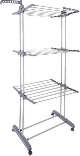 Home Deco Factory Wasrek/droogrek - grijs/wit - metaal - 73 x 64 x 173 cm - staand - drogen — thumbnail 1