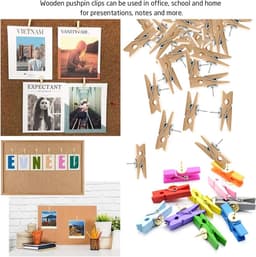 Houten Clips met Prikkers - Fotohouders - Foto's Ophangen - Speciaal Ontwerp - 60 Stuks - Houtkleur — thumbnail 5