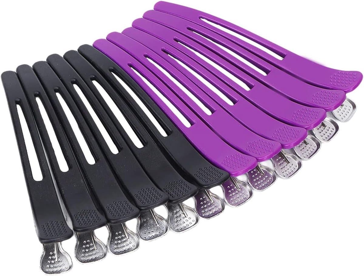 12 Professionele Haarclips voor Knippen en Stylen - Antislip Krokodillenclips met Siliconen Band — afbeelding 1
