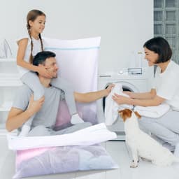 Waszak - 2 Stuks - Waszakken - Waszak groot - Polyester - Waszakken voor wasgoed - Opbergtas - Waszakjes met Rits - Bescherm je Wasgoed en Wasmachine - 60x90cm/110x90cm — thumbnail 4