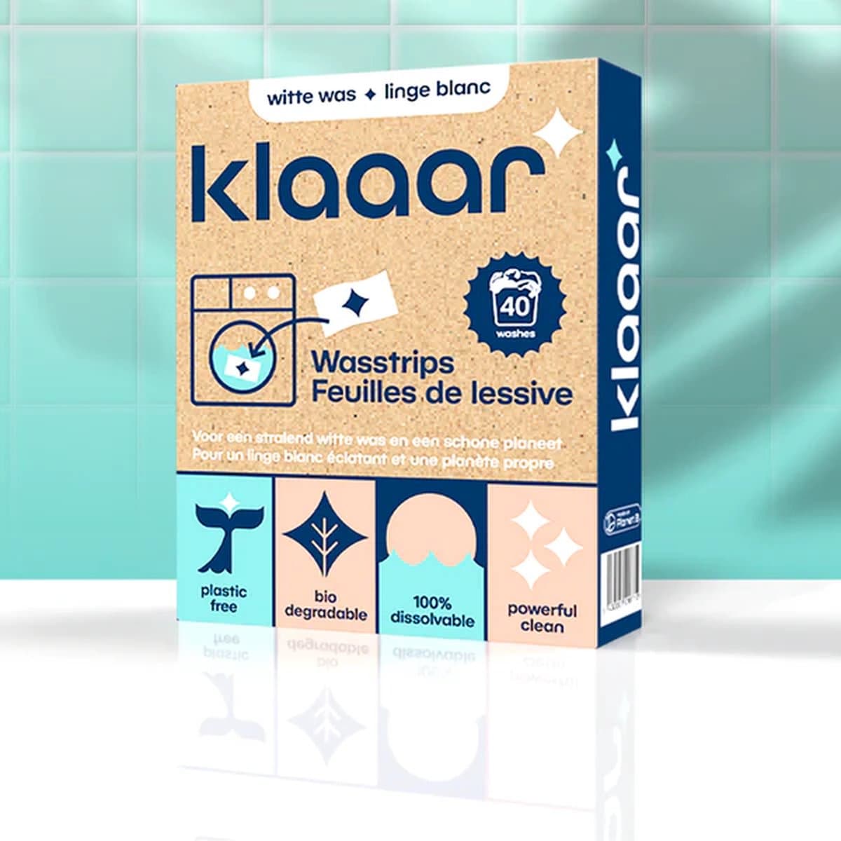 Klaaar | Wasstrips | Witte was | Wasmiddeldoekjes | Frisse geur — afbeelding 1
