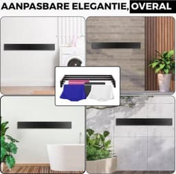 Wanddroogrek inklapbaar - wand droogrek - wanddroogrek uitschuifbaar - wanddroogrek ophangbaar — thumbnail 5