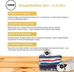 YUGN Drogerballen Wol 6 Stuks XL Wasdrogerballen Sneller Drogen Zwart — thumbnail 3