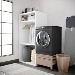 Wasophoogte® Wasmachine verhoger met lade en plateau - Wasmachine opbouwmeubel - Wasmachine sokkel - 42cm hoog - Taupe - Universeel - 65*60,5 (LxB) - Inclusief wandbeugels — thumbnail 3