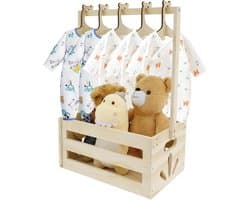 SnelShoppen - Multifunctionele Baby Basket met Handvat, Houten Baby Shower Opbergdoos 41 x 30 x 20 cm, Voor Nieuwe Ouders, Verjaardagen, Baby Showers,