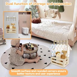 SnelShoppen - Multifunctionele Baby Basket met Handvat, Houten Baby Shower Opbergdoos 41 x 30 x 20 cm, Voor Nieuwe Ouders, Verjaardagen, Baby Showers, — thumbnail 2