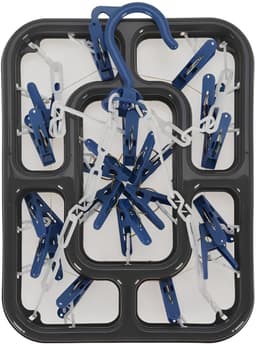 Storage Solutions Droogcarrousel / droogmolen - 2x - grijs / blauw - met 18 knijpers - 24 x 31 cm - kunststof — thumbnail 5