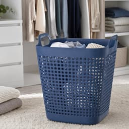 Storage Solutions Wasmand - blauw - 48 liter - 40 x 51 cm - kunststof - wasbox - mand voor wasgoed - badkamer — thumbnail 4