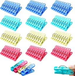 Wasknijpers, Kleren Pegs Voor Waslijn Met Duurzame Lente, 4 Kleuren Extra Sterke Waslijn Antislip Waspennen, Plastic Kleren Clips Voor Tuin, Ligstoelen Zonnestoelen Zwembad Stoelen — thumbnail 1