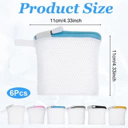 Dailygoods - Tyqour 6 stuks 10,9 x 10,9 cm mini-waszakken van netstof voor gevoelige was met ritssluiting voor thuis en op reis — thumbnail 4