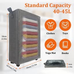 Dailygoods- Wasmand 40L op wielen - Draagbare stoffen wasmand - Hoekwasmand met handvat - Vochtbestendig - Duurzaam 600D oxford stof - Versterkte stiksels - Waszak — thumbnail 2