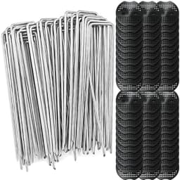 Dailygoods- Grondankers 60 Stuks - Anti-Roest U-Haringen 150 x 40 mm - Grondhaken voor Onkruiddoek - Bevestigingsplaten 6,5 x 7 cm - Betrouwbare Stabiliteit voor Tuin en Terras - Tuinankers — thumbnail 1
