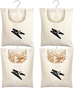 Wasknijperzak - Knijperhouder - Wasknijpers Opbergen - Grote Capaciteit - 32x28 cm - Beige — thumbnail 1