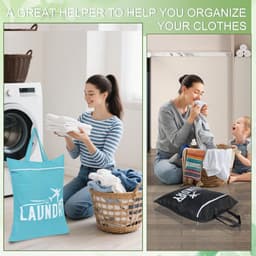 Dailygoods - HOTUT Reiswaszak, 2 stuks Badpak-sporttassen, Vuile Waszakken met Rits voor Thuis, Reizen, Vakantie, Kamperen, Caravan, Slaapzaal(Blauw + Zwart) — thumbnail 2