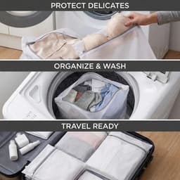 Dailygoods - set van 4 waszakken voor delicate was 30x40 cm en 40x50 cm – herbruikbare wasnetten met ritssluiting – voor lingerie, ondergoed, sokken en fijne kleding — thumbnail 3
