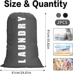 Dailygoods- Waszak Waterproof - Waszak met Touwsluiting - Waszak 2 Stuks - Opvouwbare Waszak - Oxford Stof - 24 x 36 Inch - Wasmand — thumbnail 3