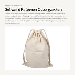 Waszak Groot - Waszakken voor Wasgoed - Opbergtas - Opbergbak - Opbergzakken Kleding - Milieuvriendelijk Katoen - 30 x 40 cm - Opbergzak — thumbnail 1