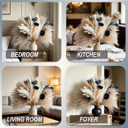 Gedroogde bloemenboeket – natuurlijke gedroogde pampas & gedroogde konijnenstaart – Boheemse decoratie voor slaapkamer, bruiloft, verjaardagstafel — thumbnail 4