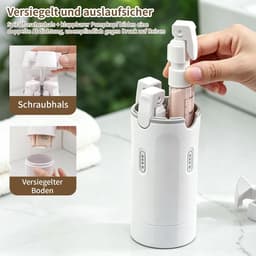 4-in-1 reisdispenserfles, navulbare, lekvrije reisflessen voor shampoo en lotion, ruimtebesparende set met drukpomp voor handbagage en toilettas — thumbnail 3
