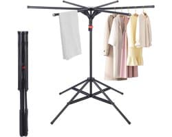 Droogmolen Staand - Kledingdroger Vliering - Kleding Drogen - 6 Uitslaande Armen - 170 cm Hoog - Zwart