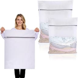 Wasnetjes met ritssluiting - Wit - Polyester herbruikbaar wasnet voor wasmachine - Voor diverse kledingstukken — thumbnail 1