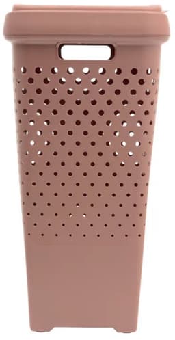 Kunststof wasmand met deksel 70 liter Five® - Terracotta - Met deksel — thumbnail 2