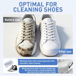 SnelShoppen - Shoe Washing Bag voor Wasmachine en Droger - 2 Stuks - 360° Bescherming - Blauw/Wit - Schoenen Waszak met Sluiting - Ideaal voor Sneaker — thumbnail 2