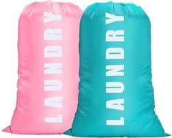 SnelShoppen - 2x Flintronic Waszakken 120L - Vouwbare Waszak met Trekkoord - Lichtgewicht en Duurzaam Oxford - Ideaal voor Hotel, Studenten en Reizen