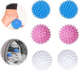 Set van 6 herbruikbare wasdrogerballen met anti-knik voor wasdrogers - wasverzachter - anti-winding wasbal - meerkleurig — thumbnail 1
