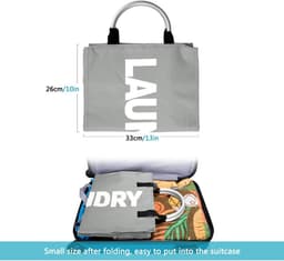 SnelShoppen - Grote opvouwbare waszak van polyester met aluminium handgrepen - 44 liter, 33x53x23 cm, ideaal voor badkamer, slaapkamer en pantry — thumbnail 5