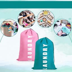 SnelShoppen - 3 Pack Vouwbare Reis Waszakken 92x61cm - Grote Waszakken met Trekkoord - Ideaal voor Thuis, Reizen, Camping - Kleurenset — thumbnail 2