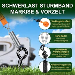 SnelShoppen - Stormbanden voor Luifels, Verbeterde 37 cm Grondankers, Stormbescherming voor Campers en Caravans, Compleet Set, Eenvoudige Installatie — thumbnail 3