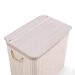 Wasmand / Wasbak Falster XXL B 150 L bamboe wit 3 vakken hjh LIVING — thumbnail 2